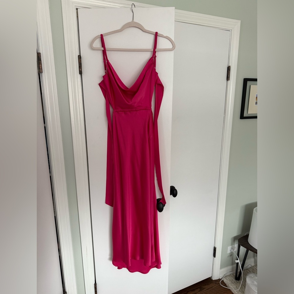 Petal & Pup Hot Pink Satin Maxi Slip Dress - Picture 2 of 6